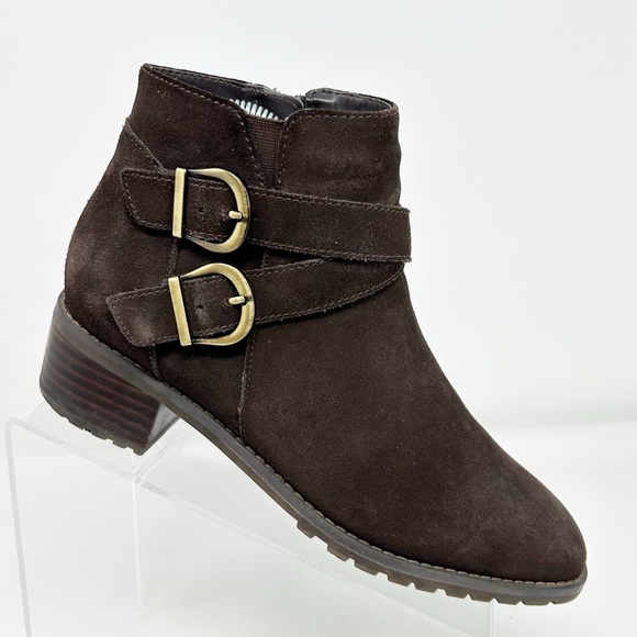 Blondo Chocolate Brown Waterproof Leather Ankle Boots Size 7.5 with Buckles - Picture 1 of 16